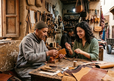 Traditional Leather Wallet Workshop in Fes