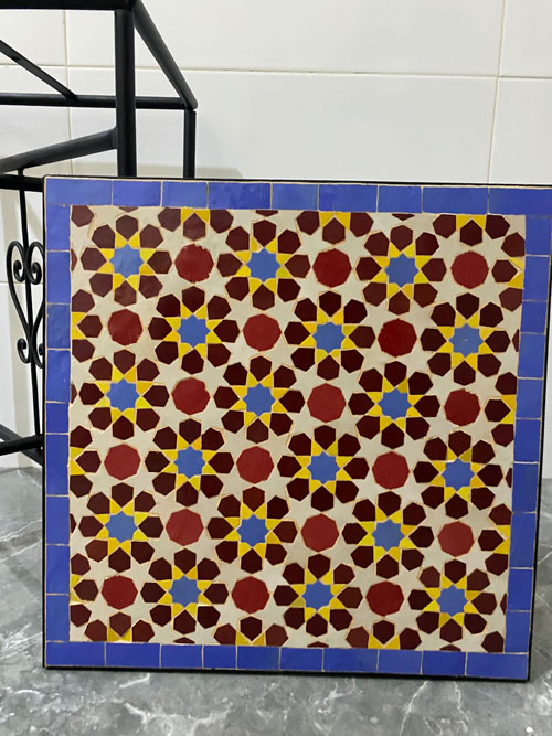 Handmade Moroccan Mosaic Side Table – Andalusian Zellige Accent Table with Iron Base | Boho Patio Decor - Image 4