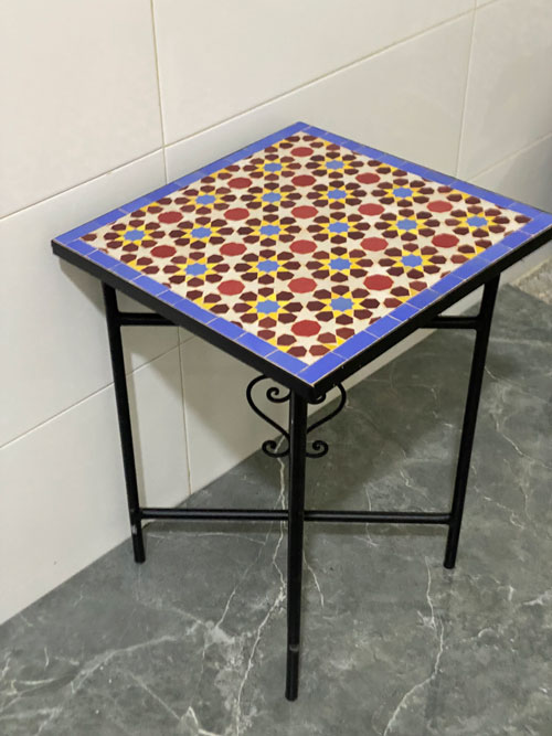 Handmade Moroccan Mosaic Side Table – Andalusian Zellige Accent Table with Iron Base | Boho Patio Decor - Image 2