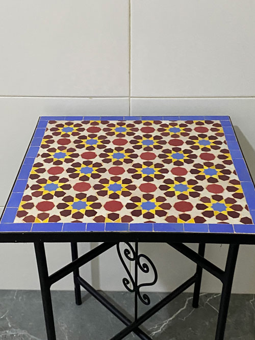 Handmade Moroccan Mosaic Side Table – Andalusian Zellige Accent Table with Iron Base | Boho Patio Decor - Image 3