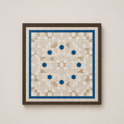 Neutral Moroccan Tile Wall Art – Beige Zellige Mosaic Decor - Image 3