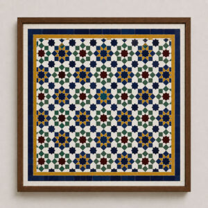 Moroccan Mosaic Wall Decor – Colorful Islamic Geometric Tile Art | Luxury Boho Mediterranean Framed Zellige Panel