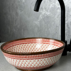 Handcrafted Terracotta Pattern Ceramic Vessel Sink