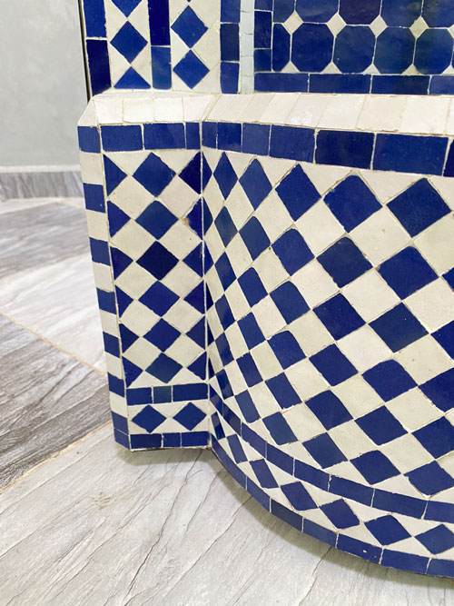 Minimalist Moroccan Blue Zellige Fountain – Handmade Mosaic Water Feature with Classic Moorish Design - Image 4