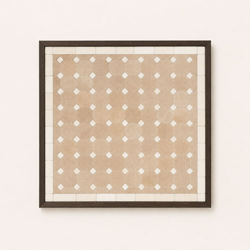 Neutral Moroccan Tile Wall Art – Beige Zellige Mosaic Decor