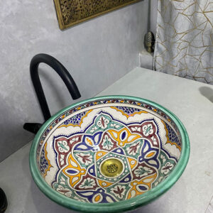 Handmade Multicolor Moroccan Ceramic Vessel Sink