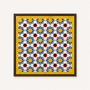 Yellow Moroccan Tile Wall Art – Vibrant Zellige Mosaic Decor | Mediterranean Boho Geometric Framed Wall Panel
