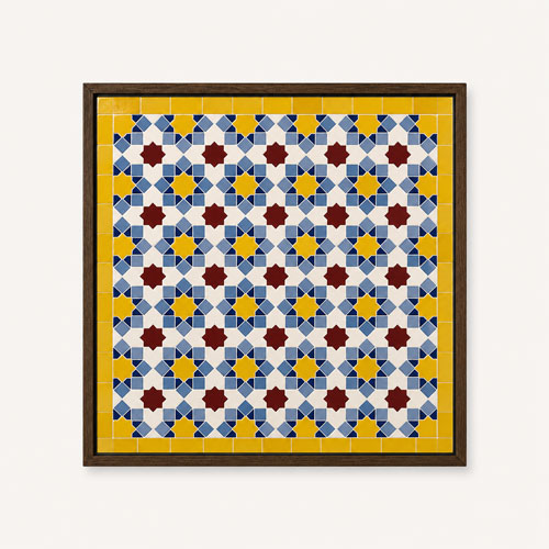 Yellow Moroccan Tile Wall Art – Vibrant Zellige Mosaic Decor | Mediterranean Boho Geometric Framed Wall Panel