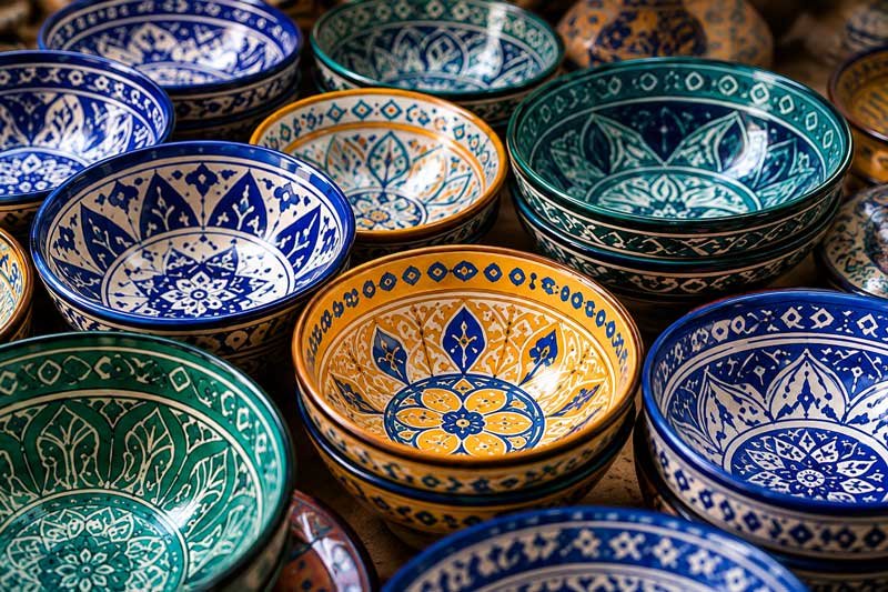Moroccan pottery colors and decorative patterns